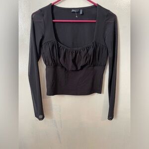 Asos empire waist black cropped sheer sleeve top size 4 Witchy grunge whimsigoth